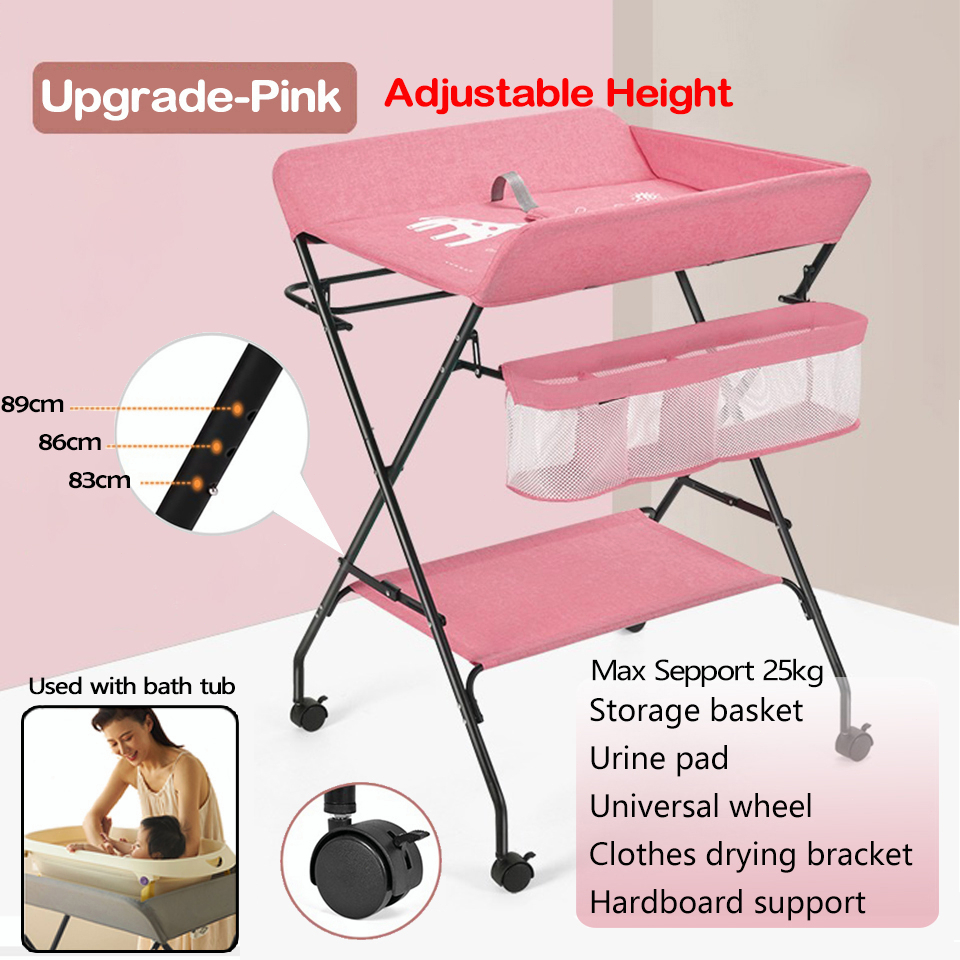 Beige Foldable Baby Diaper Changing Table Portable Newborn 0-3 Years Old Care Diaper Nursing Table