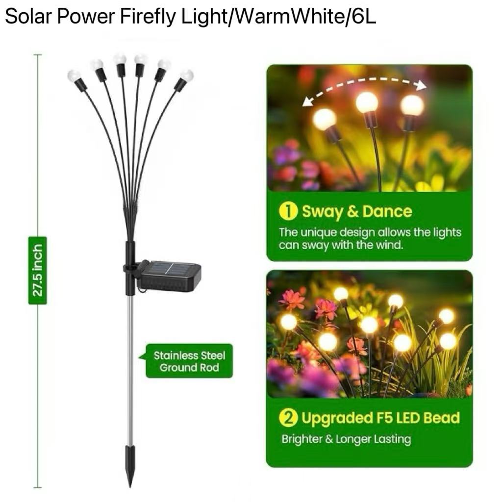 Sunlight Xmass Light Solar Firefly Lights Fire Christmas Lights For Garden Outdoor Light Waterproof Christmas Decoration