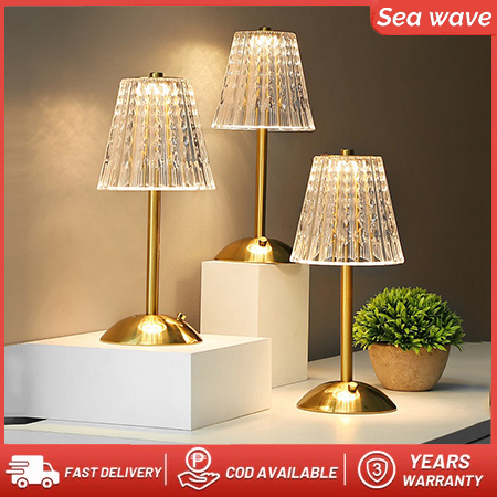 【PH Local Delivery】LED Crystal Table Lamp USB Touch Night Light 3 Color Dimmable Table Lamp Portable Bedside Lamp Acrylic Decorative Bedroom Living Room/Office/Coffee/Bar Night Lights