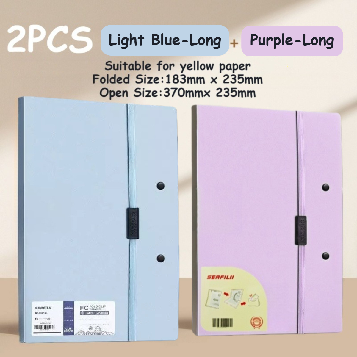 Long/A4 Foldable Clipboard Portable Folding Folder Paper Organnizer Pocket Size Clip Board Long Pink