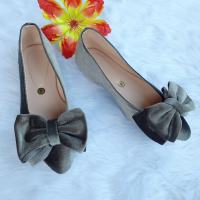 EFF031 BEA DOLLSHOES DOUBLE RIBBON SUEDE SHALLOW NECK POINTED TOE (SLIM FIT)-LILIW LAGUNA MADE