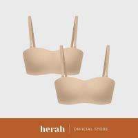 Herah 3D Strapless Wireless Bra Bandeau with Hook Push Up Non-Wired Seamless Plus Size 1pc 2pcs