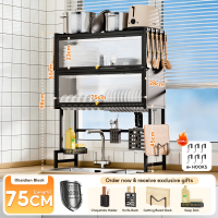MODOFO Kitchen Dish Rack kitchen organizer Carbon Steel Double-laye With Door Multi-functional Sink Rack