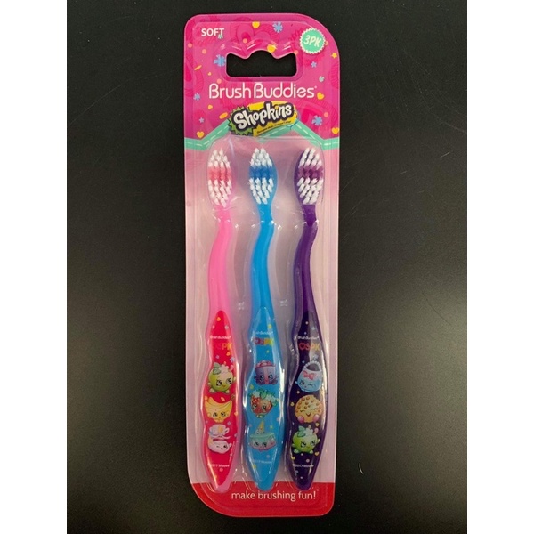 Shopkins /Barbie / Hello Kitty / Hotwheels Brush Buddies 3 Pack Toothbrush