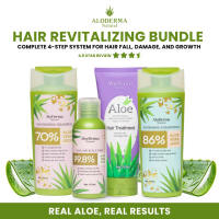 ALODERMA Aloe Vera Hair Revitalization Set - Scalp & Hair Care Kit with Shampoo 70% Pure Aloe Vera  Conditioner 86% Pure Ale Vera Tonic99.8% Pure Aloe Vera & Hair Treatment 80% Pure Aloe Vera  for Damaged and Color Treated Hair