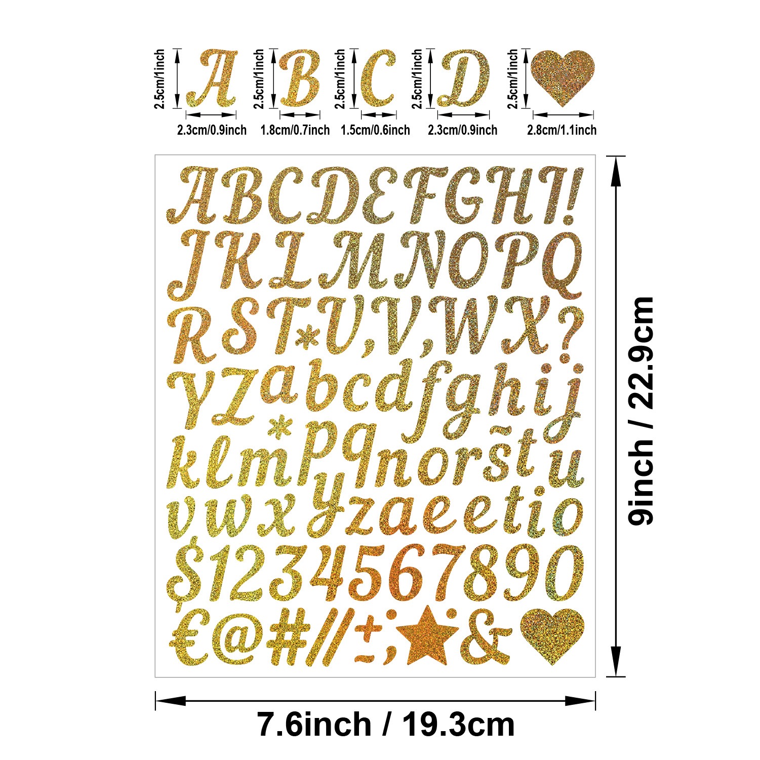 2.5cm 1inch diy holography shiny 26 Letter Sticker Number Alphabet Waterproof Personalized Stickers