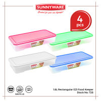 4 pcs 1.8L Rectangular EZI Food Keeper [Sunnyware 728] Food Keeper| Microwavable| Ezi| House Plastic Ware | Plasticware