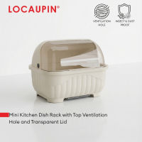 LOCAUPIN Mini Plastic Kitchen Dish Rack with Top Ventilation Hole and Transparent Lid Large Capacity Dust & Insect Proof