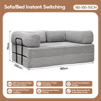MODOFO Convertible Sofa Bed Modular Sectional Sofa Set in Grey with Reinforced Metal Frame & Premium Memory Foam Cushions – Comfortable  –Vacuum Packed For Philippines Homes