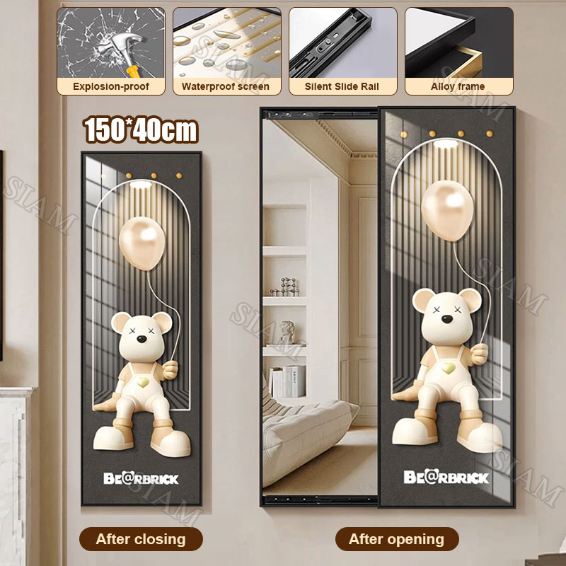 Full-Length Mirror Sliding Mirror Decorative Mirror with Painting Dressing Mirror Tempered Mirror Explosion-proof