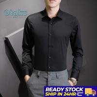 OTAKU Korean Fit Casual Long Sleeve Polo For Men Formal Office Shirts Graduation and wedding attire
