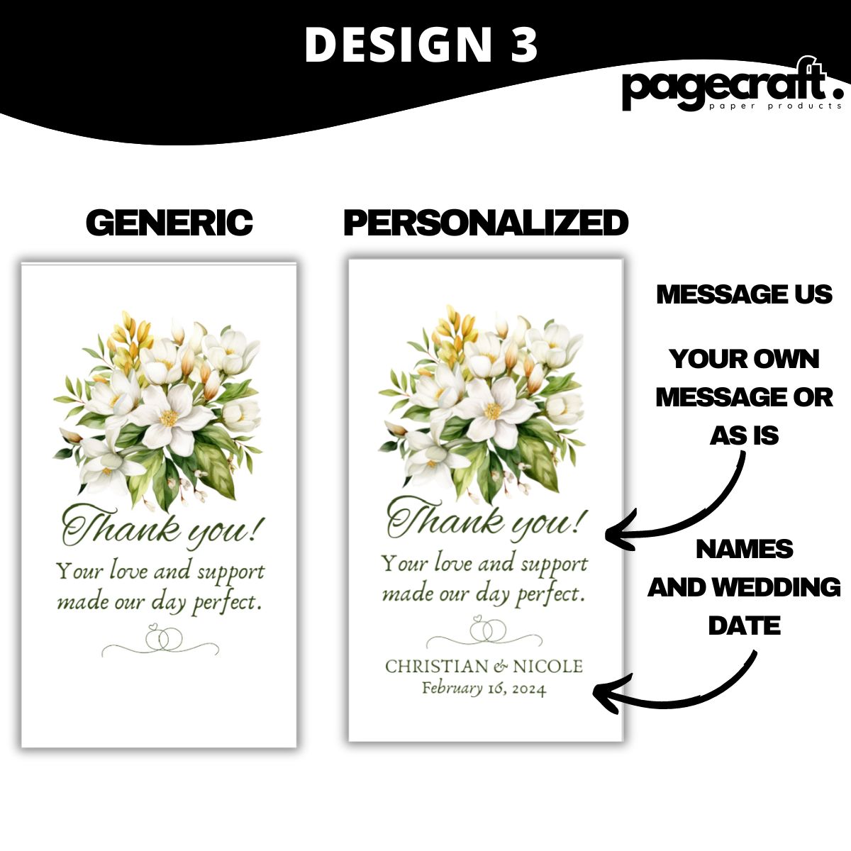 Thank You Card for Wedding Souvenir Gift 30pcs 3.5 x 2 inches Gift Tags Personalized | PageCraft