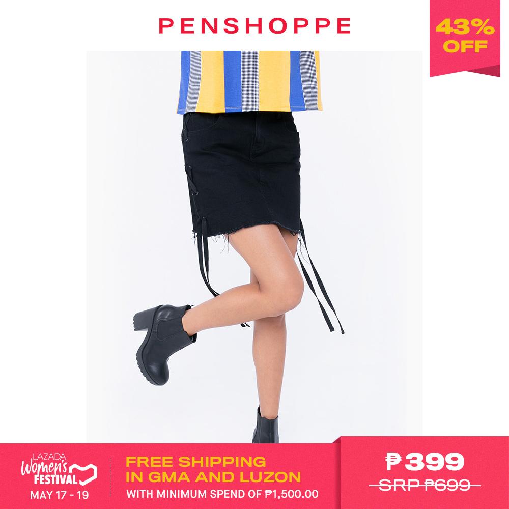 Penshoppe A-Line Skirt With Lace-Ups (Black)