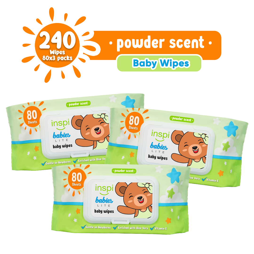 INSPI Babies Baby wipes Powder Scent 240 Tender sheets 3 Packs Wet Wipes for Baby kids newborn with Vitamin E Aloe Vera All Natural New born Wipe for Kids Baby Needs Sale Alcohol Free Moisturizer Wipe Bundle Sale flash sale Free Shipping
