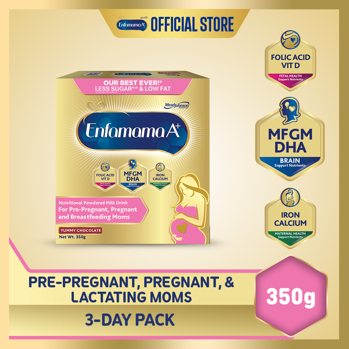 Enfamama A+ Powdered Milk Drink for Pre-Pregnant Pregnant & Breastfeeding Moms (Chocolate) 350g