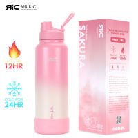 Mr Ric Hydration Flask Spout Lid Wide Mouth Vacuum Leak Proof 22oz/ 32oz/ 40oz Stainless Steel Double Wall Thermal Flask Hot and Cold Insulated Flask Drinking Container 304 Stainless Steel Sports Travel Bottle