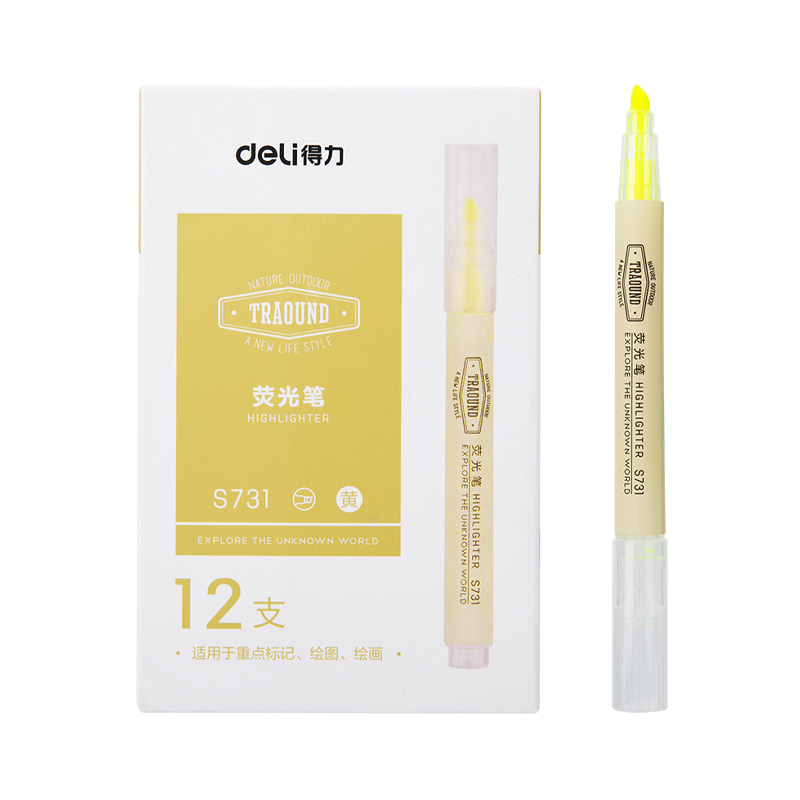Deli 6 Colors Highlighter Pen Pastel Marker School Supplies Aesthetic Student 1Pc S731