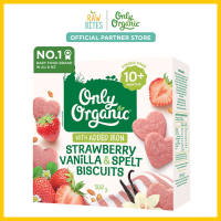 Only Organic Strawberry Vanilla & Spelt Biscuits 100g [10mos+] (Iron Enriched Organic Nutritionist Approved)