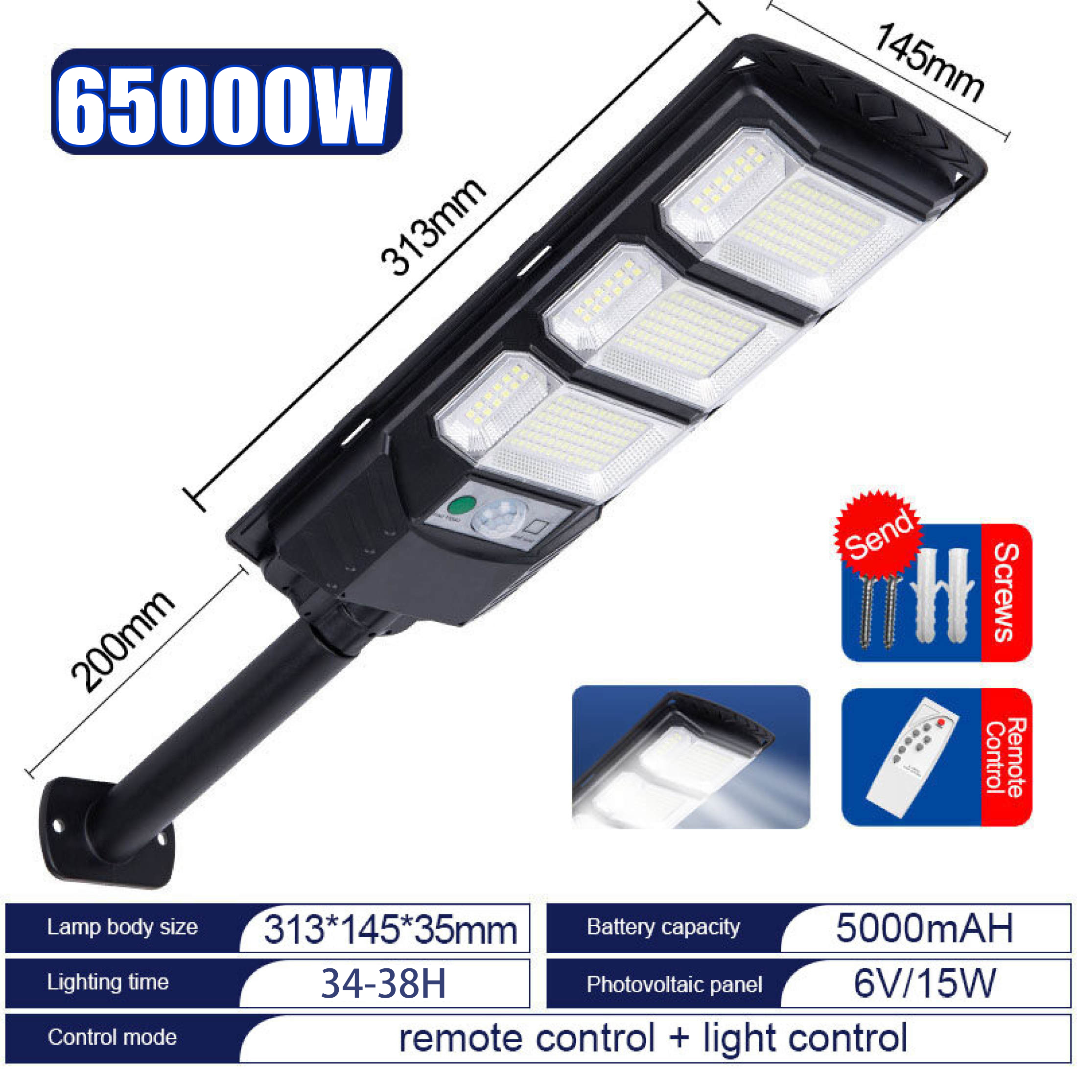 solar street light Outdoor Waterproof IP67 288000mAH LED Outdoor Heavy Duty Safe Wires Auto-Sensing Outdoor Lamp Remote Control Waterproof Flood Light Suitable For Yard Fence Garden Terrace Front Door Shed Deck Lumen COD 25 Year