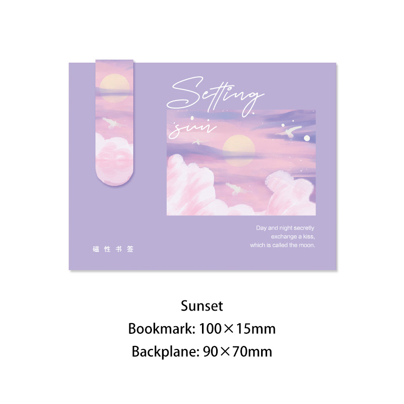 Lovelylife🔥 Magnetic Bookmark Backplane Langit Berbintang Lukisan Minyak Klip Penanda Kertas Dua Sisi