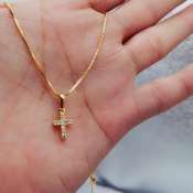 TY Jewelry Bangkok Gold Crystal Cross Necklace