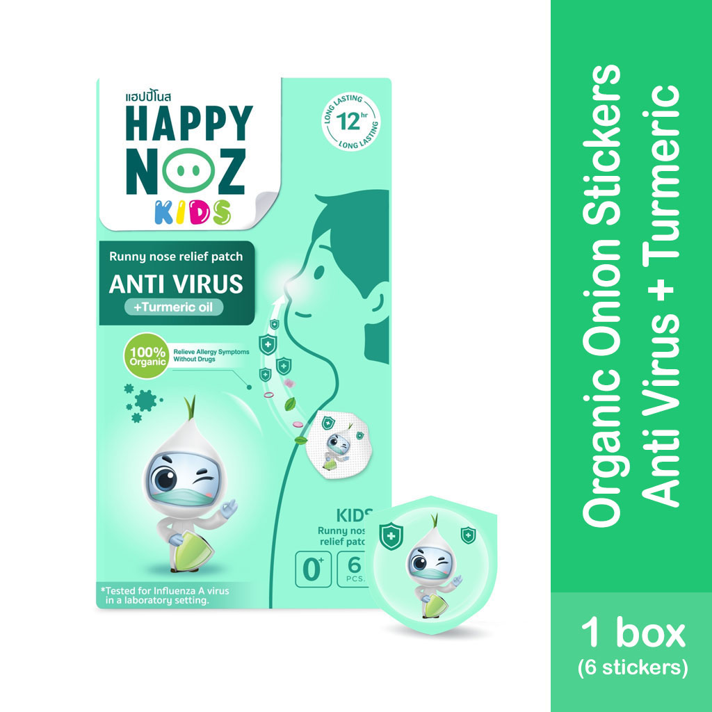 Happy Noz Organic Onion Sticker Baby and Kids - Anti-Cough Formula - Yellow - Cough and Phlegm Chesty Cough