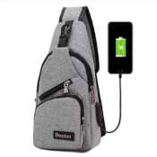 Anti Theft Chest Sling Bag with USB Port for Men