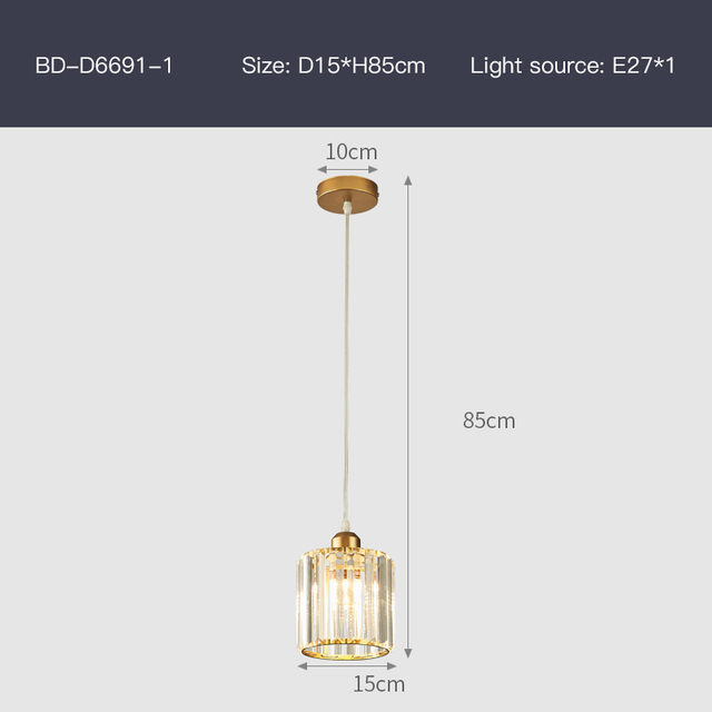 【Free Bulb】Modern Transparent Crystal Chandelier Nordic LED Simple Living Room Pendant Light Dining Room Light