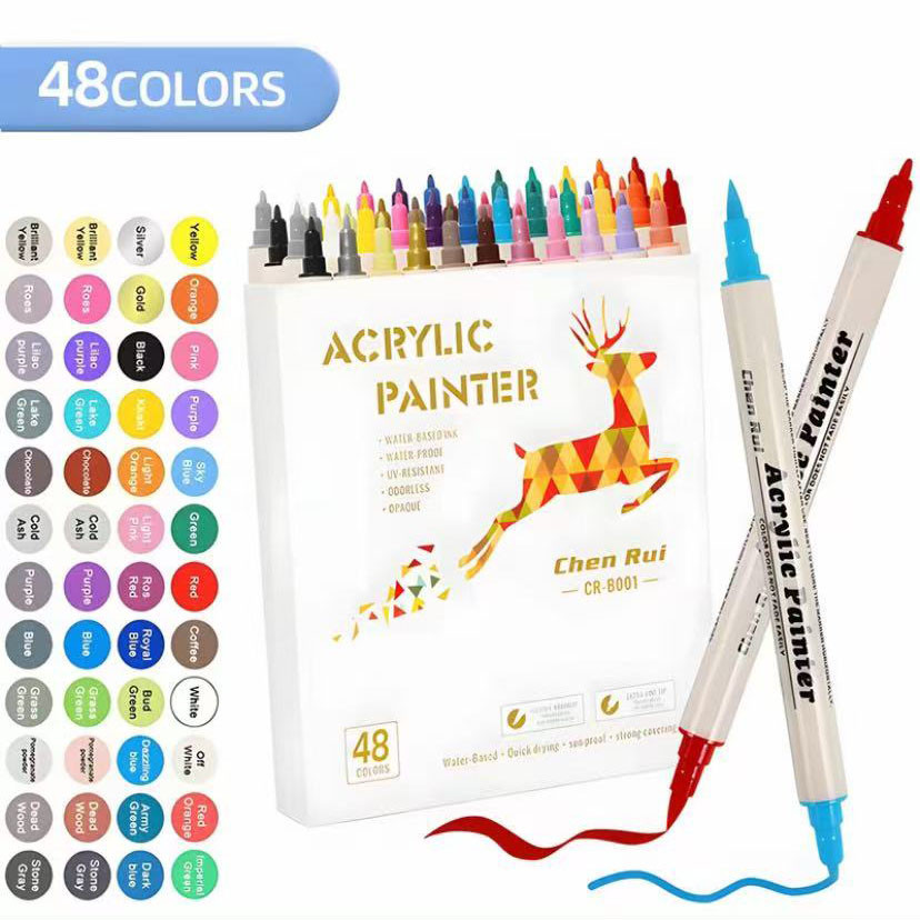 12/24/60 Colors Dual-Head Acrylic Marker Pen Coloring Pen Highlighter Set Of Painting And Drawing Acrylic Marker Office Supplie