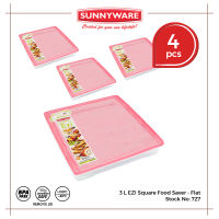 4pcs 3 L EZI Square Food Saver - Flat [Sunnyware 727] Food Keeper| Microwavable| Ezi| House Plastic Ware | Plasticware
