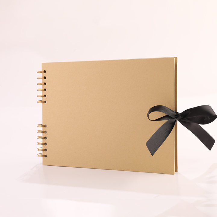 40 Page DIY Handmade Photo Album Bowtie Ribbon Craft Album Scrapbook Book Kraft Album Anniversary Wedding