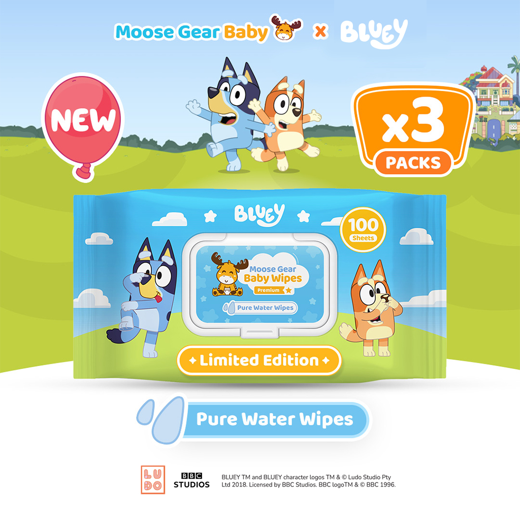 Moose Gear Baby x Bluey Premium Wipes Pure Water 300sheets (3PACKS)