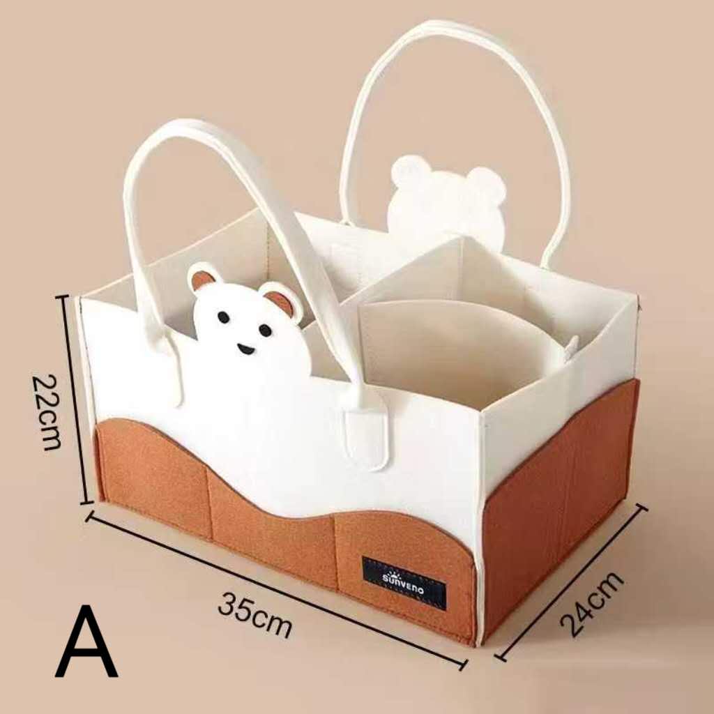 BECORATE Large Capacity Mother Baby Diaper Bag Cute Felt Handbag Baby Travel Mommy Bag Caddy Organizer Bags