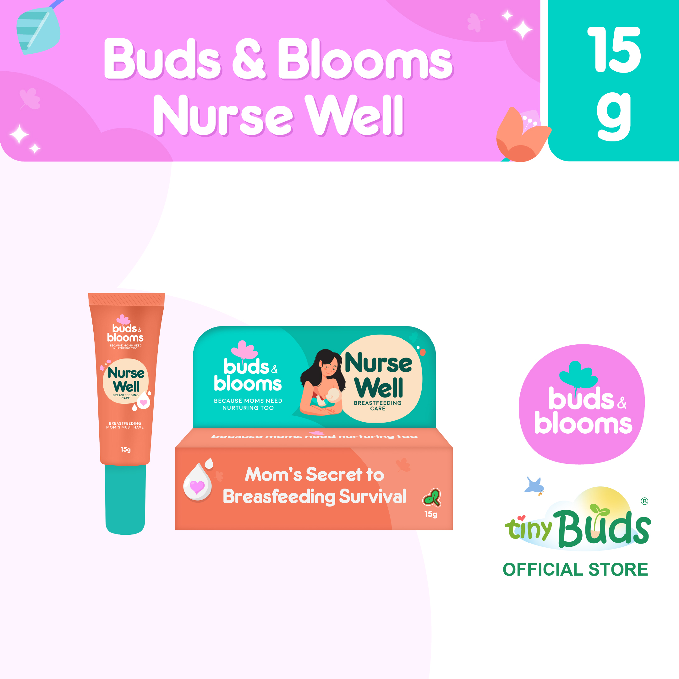 Buds & Blooms Nurse Well 15g (formerly Nipple Nurse 15g) | Breastfeeding Nipple Cream