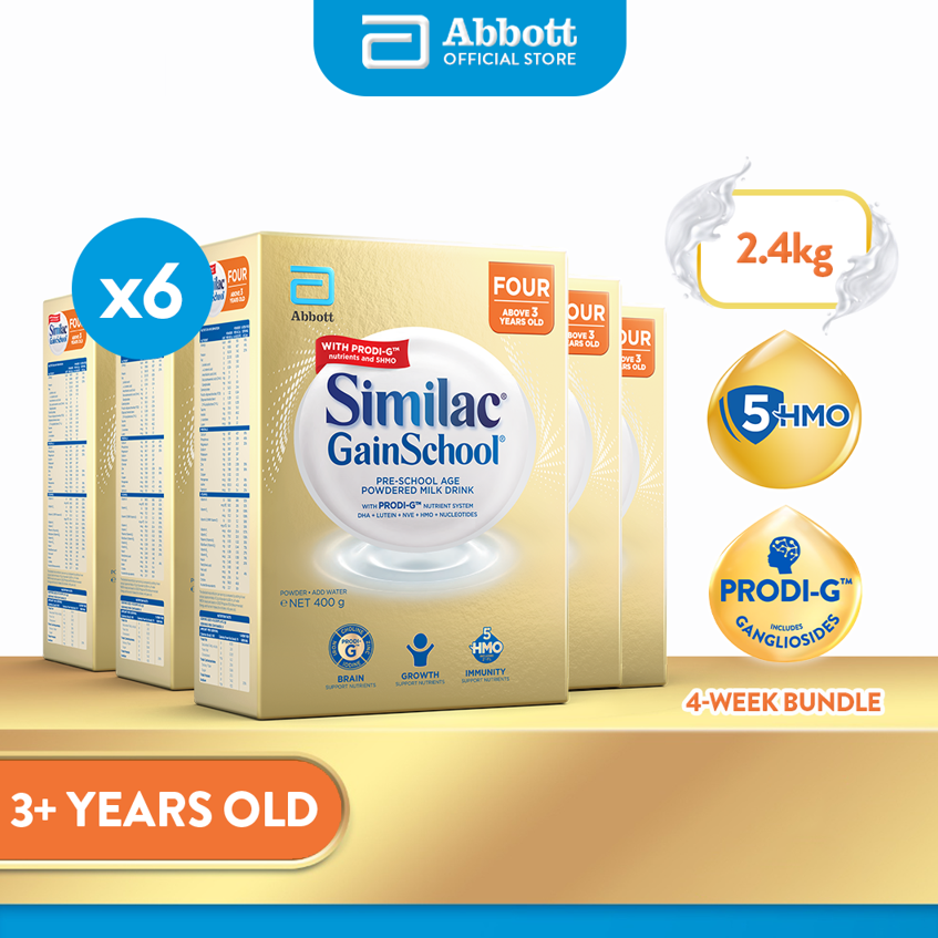 Similac GainSchool 400g Bundle of 6 for Kids Above 3 Years Old Powdered Milk Drink (2.4kg)