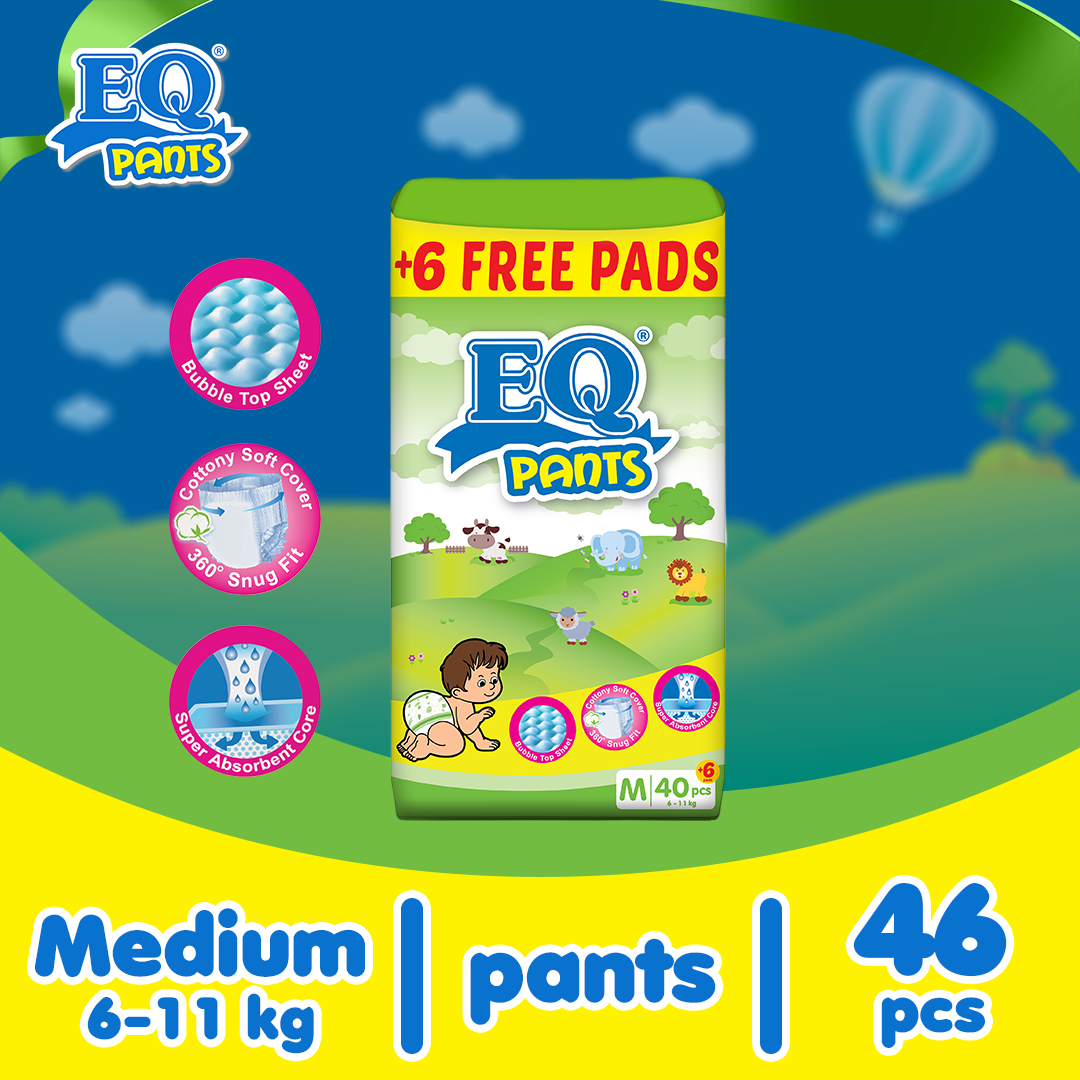 EQ Pants Medium (6-11 kg) - 40 pcs x 1 pack (40 pcs) - Diaper Pants