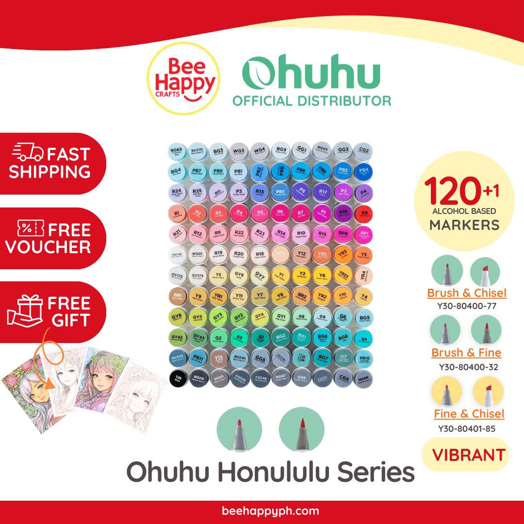 Ohuhu Honolulu 120 Colors Dual Tips Alcohol Art Markers Y30-80400-77 & Y30-80400-32