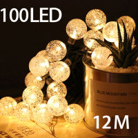 STUDIOVIX 100 LED 12M Solar Lights Outdoor Waterproof Bulb Garden Decoration Lights Outdoor LED Bulb Wedding String Lights Solar Christmas Lights Crystal Ball Waterproof