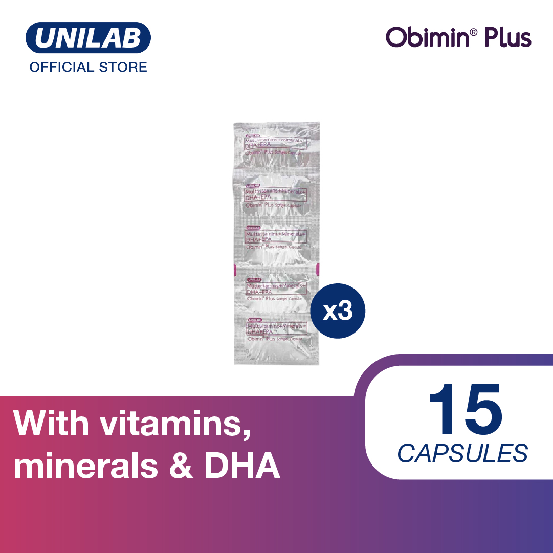 Obimin Plus 15 Capsules (Help Provide Adequate Supply Of Vitamins Minerals And DHA And EPA)