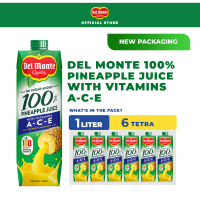 DEL MONTE 100% Pineapple Juice with Vitamin A-C-E to Support the Immune System - 1L x 6