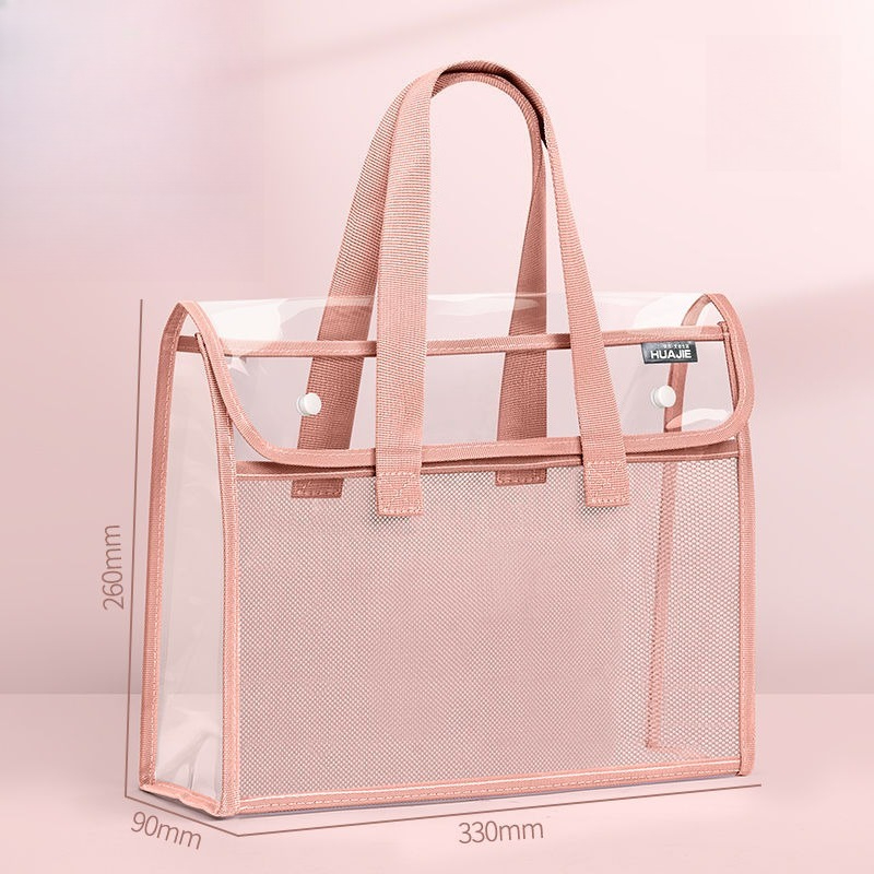 PVC Waterproof Student Subject Bag Tote Bag Tutoring Bag Transparent Exam Document Bag Test Paper Bag