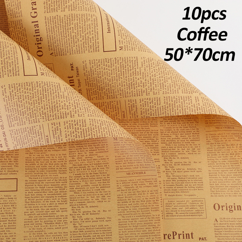 【20pcs】 Kraft Paper Flower Packaging Material Retro English Newspaper Bouquet Gift Wrapping Paper