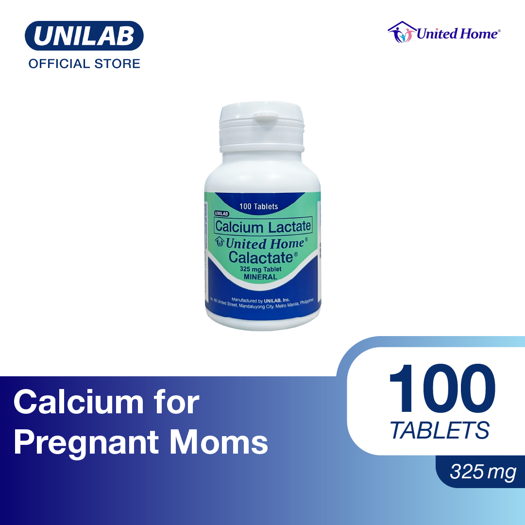 United Home Calactate 325Mg 100 Tablets (Calcium Supplements for Pregnant and Lactating Moms)