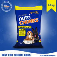 Nutri Chunks Premium Dog Food - Maintenance Adult/Senior Dogs  -  Beef Flavor with Real Meat (10kg5kg1.3kg)  [Note: Maximum order quantity/weight of (2) 10kg sacks or 20kg per single transaction for proper packaging]