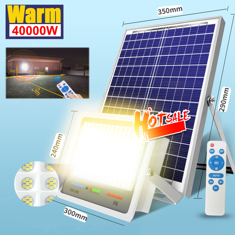 Solar Light LED Street Light Waterproof Flood Light Warm White 5m Power Cord Remote Control 10000W Household Garden Light 【5 Years Warranty】