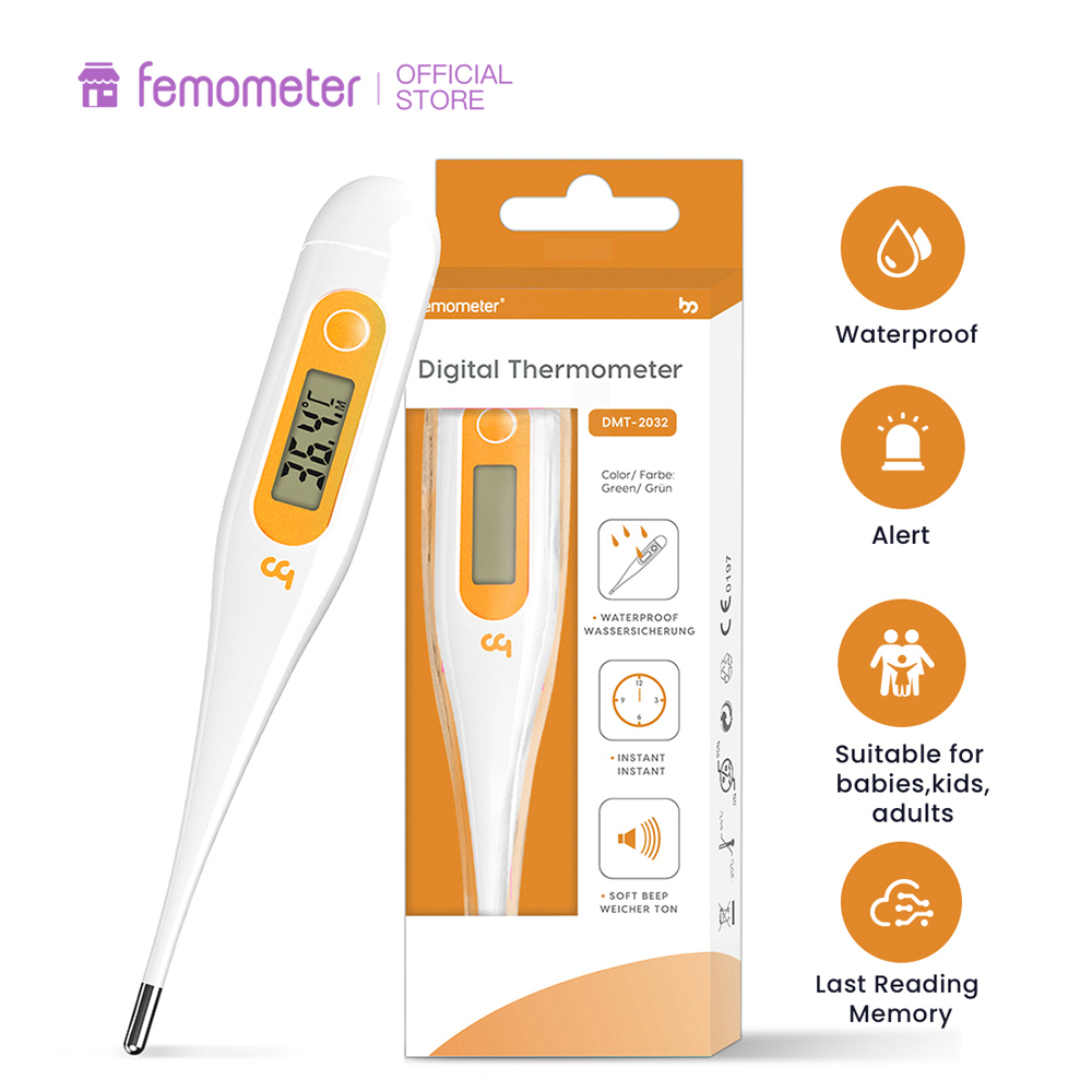 Femometer Oral Digital Thermometer for Fever with Fever Alert Memory Recall Waterproof Rectum