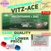 CONZACE LIKE | VITZ-ACE MULTIVITAMINS + ZINC | VITAMINS A C AND E | 100 CAPSULES/BOX