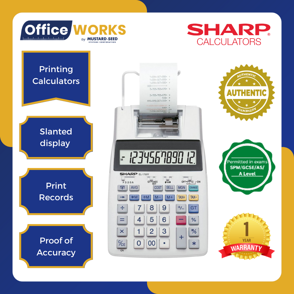 Sharp EL-2607V / Sharp el-1750v Printing Calculator / Sharp El-1160V