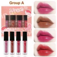 、SUNISA 4IN1 SET Matte Lip Tint Moisturizing Long-Lasting Lip Gloss Dark Lip Tint Set Tattoo Liptint Liquid 2g each
