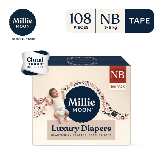 Millie Moon Luxury Tape Diaper 108s - Newborn